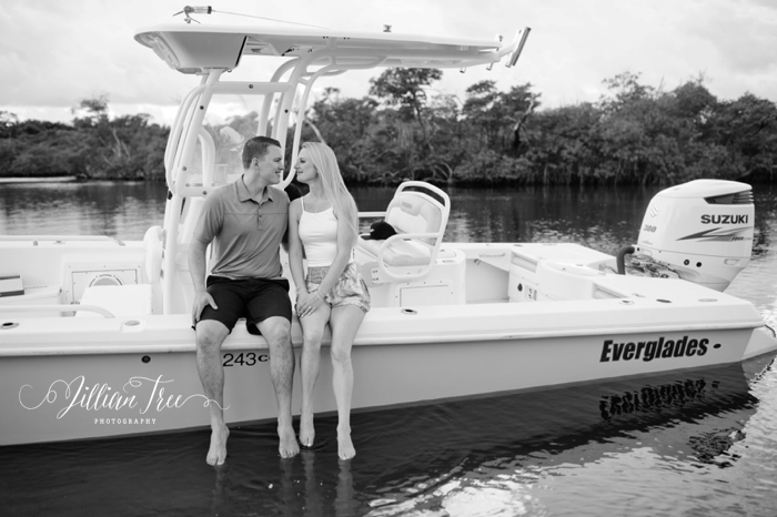 Miami engagement photos boating