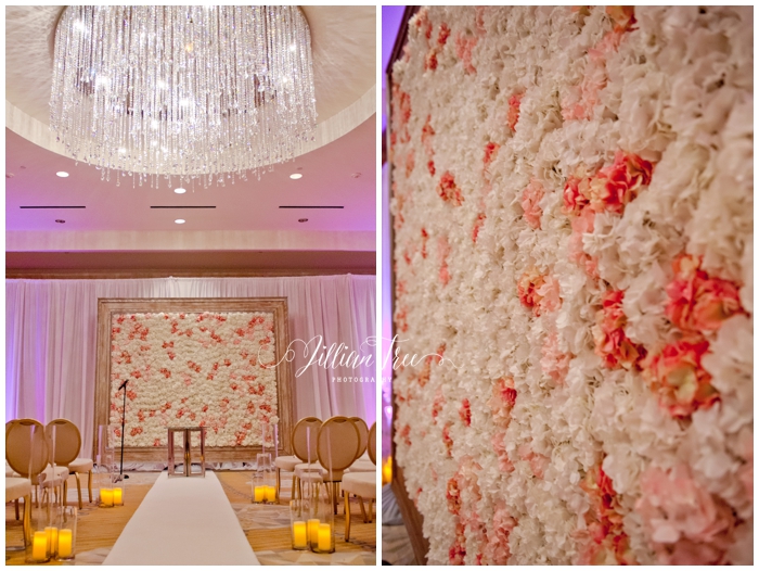 Floral wall at ceremony